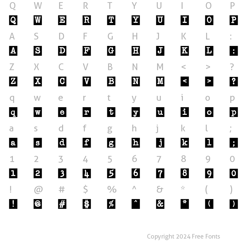 Character Map of Passport Block Regular