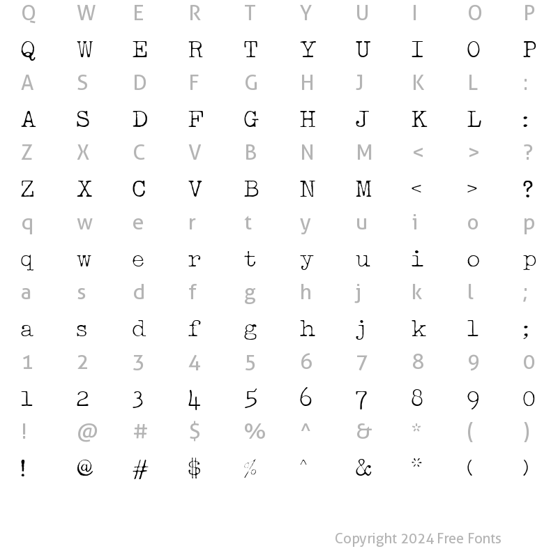 Character Map of Passport Mono Thin