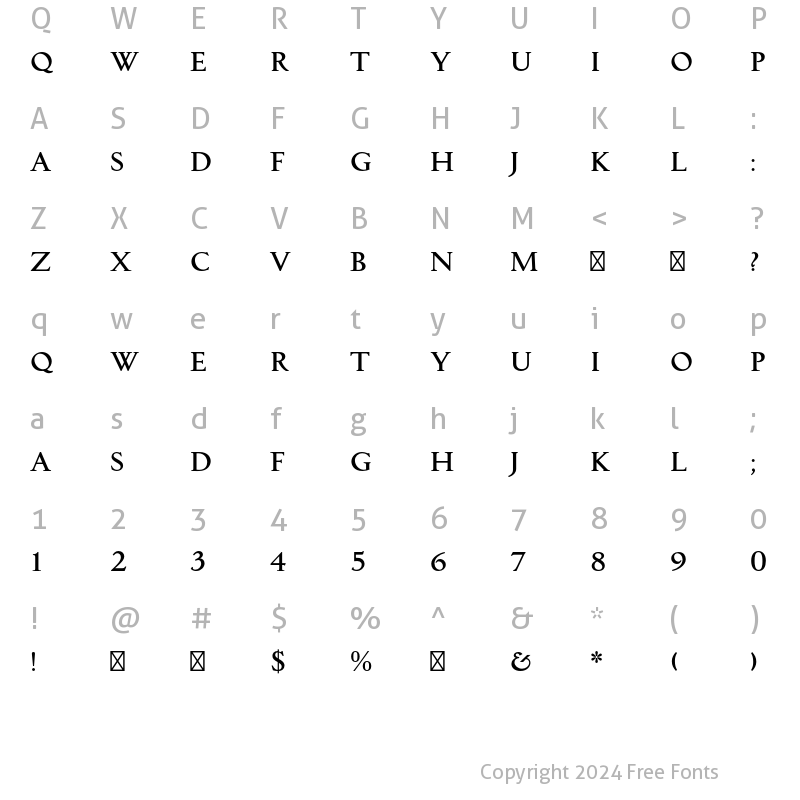 Character Map of Pastonchi Titling MT Std Regular