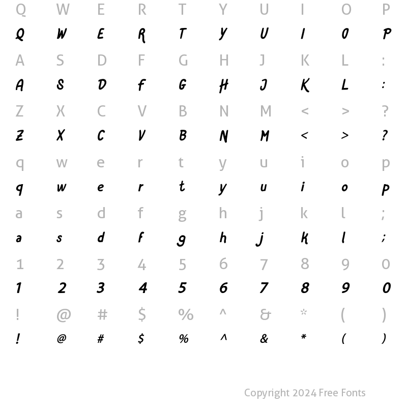 Character Map of Patahola Italic