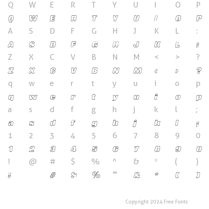 Character Map of PatriciaBeckerOutline Italic