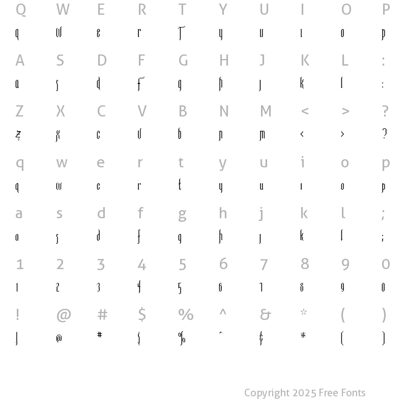 Character Map of Patrouille Regular