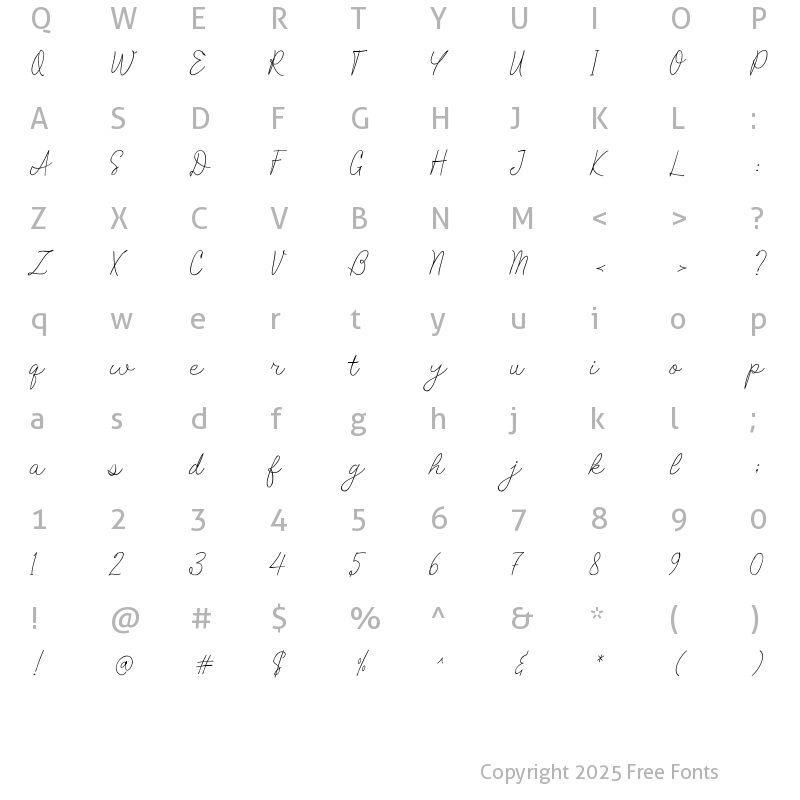 Character Map of Patrysia Regular