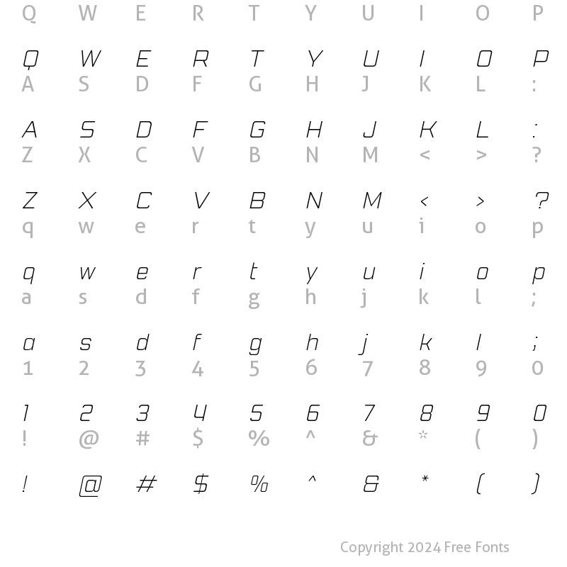 Character Map of Pattanakarn ExtraLight Italic