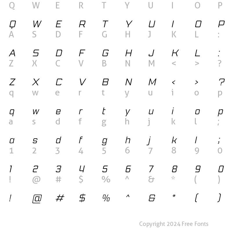 Character Map of Pattanakarn Light Italic