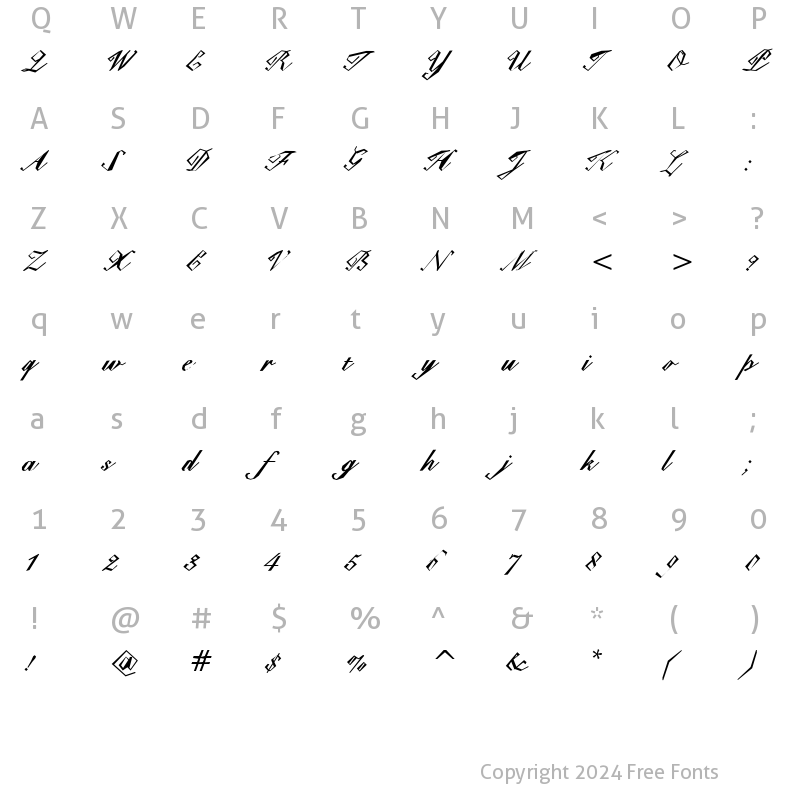 Character Map of Paulet Regular