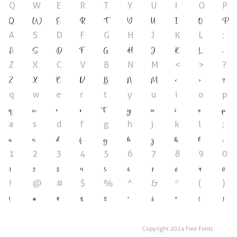 Character Map of Paulette Regular