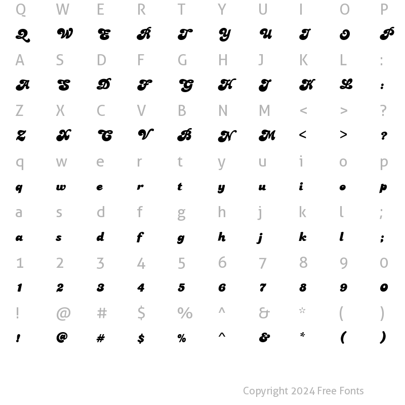 Character Map of Pauline Regular