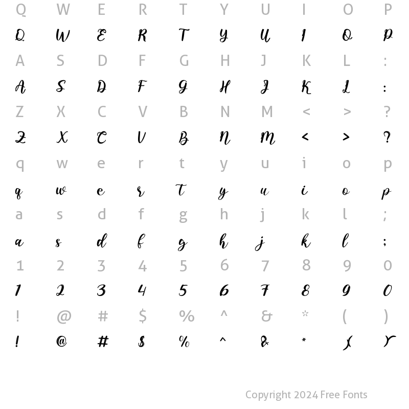 Character Map of Paulline Regular