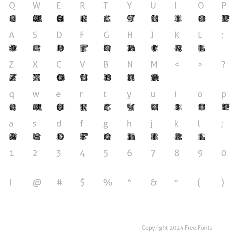 Character Map of Paulus Franck Initialen Regular