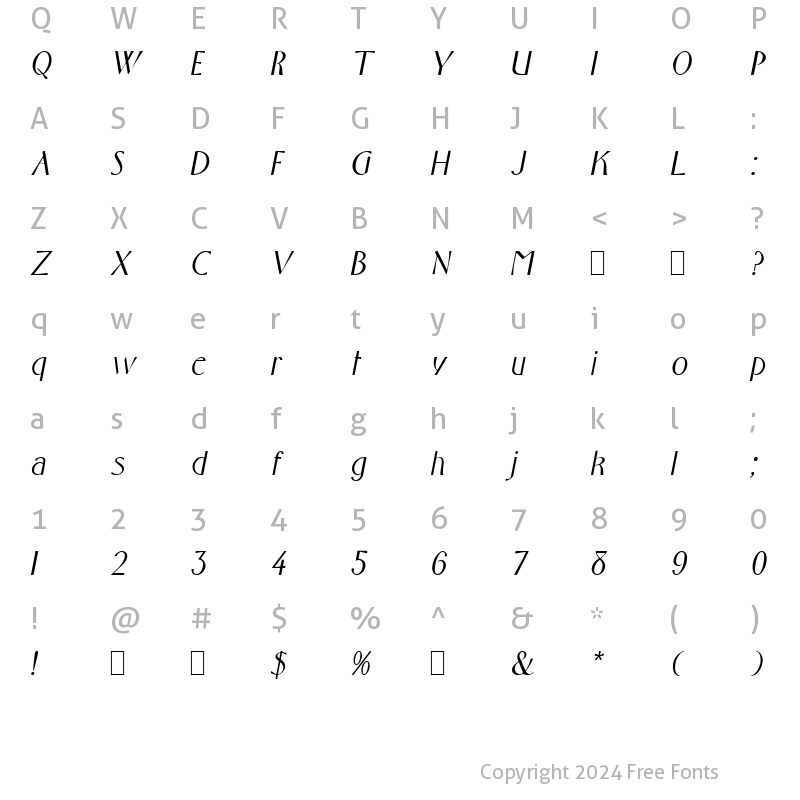 Character Map of Pavis Oblique