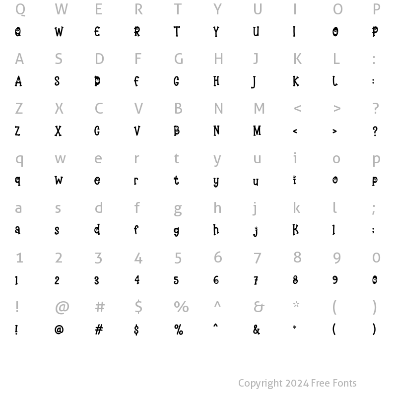 Character Map of Paw Wow Block Regular