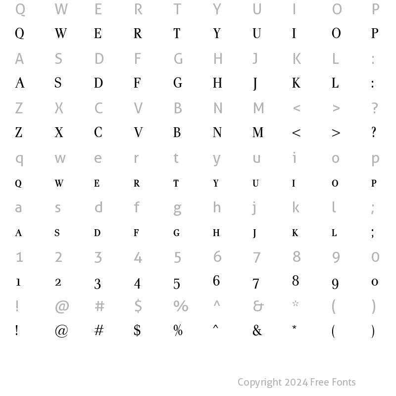 Character Map of Pax Cond SC Regular