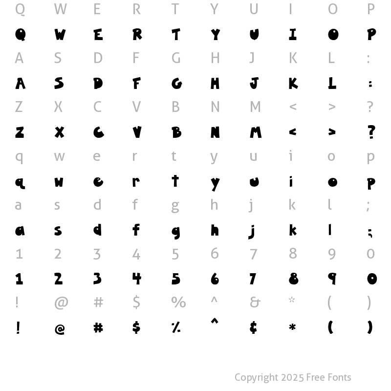 Character Map of PC Cookie Filling Regular