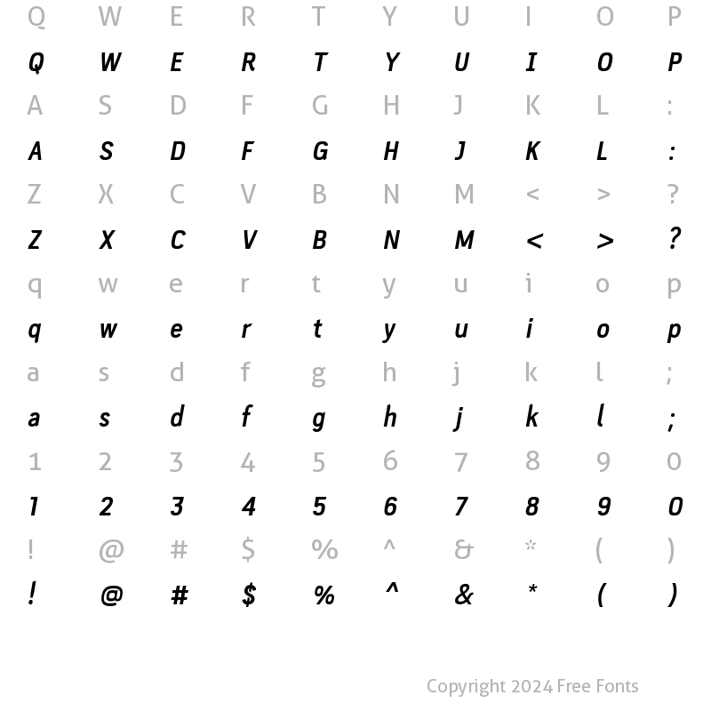 Character Map of PC Navita Bold-Oblique