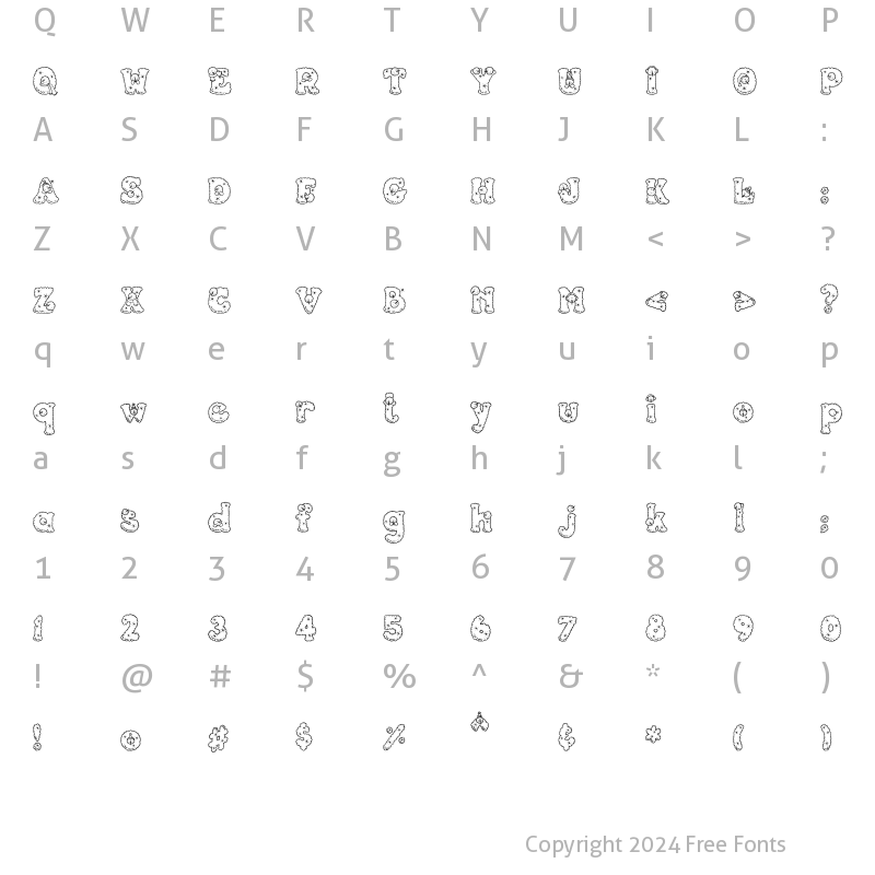 Character Map of PC Snowballs Regular