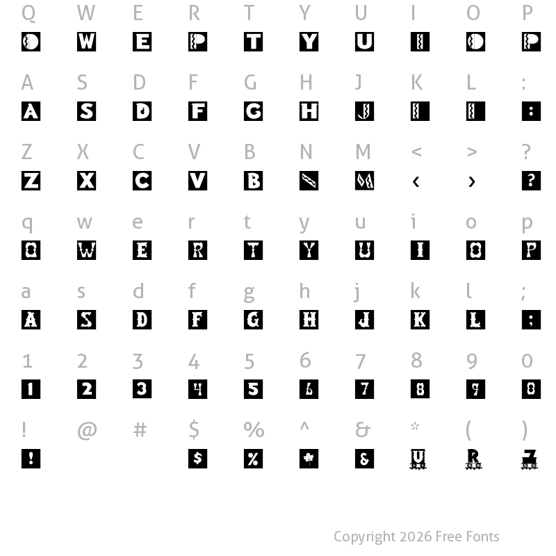 Character Map of PCBlockBoy Regular