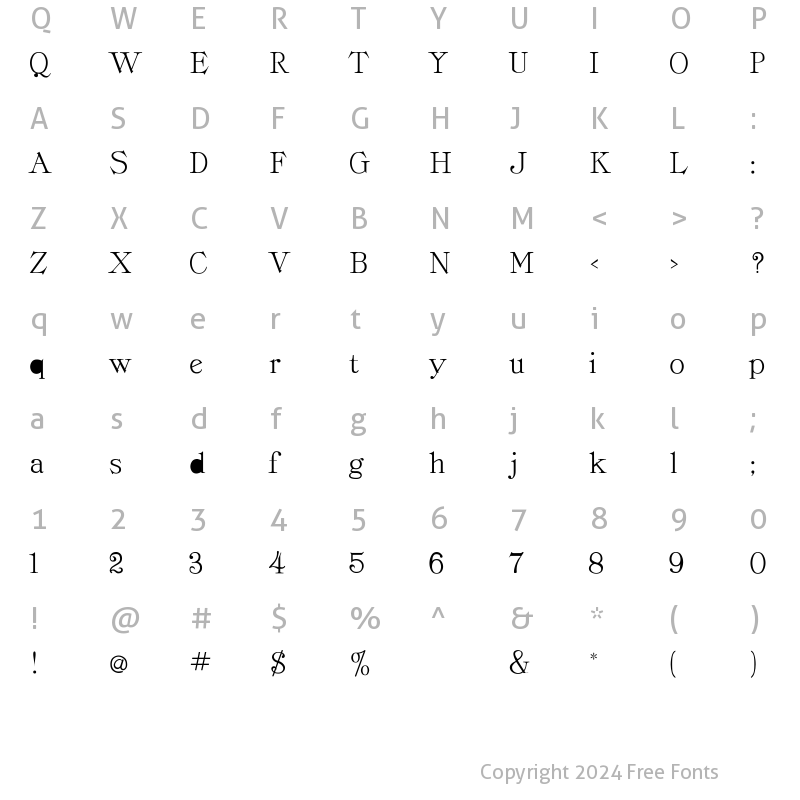 Character Map of PCCordellaRoman Regular