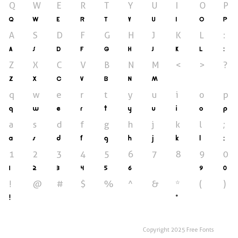 Character Map of PCGolden Regular