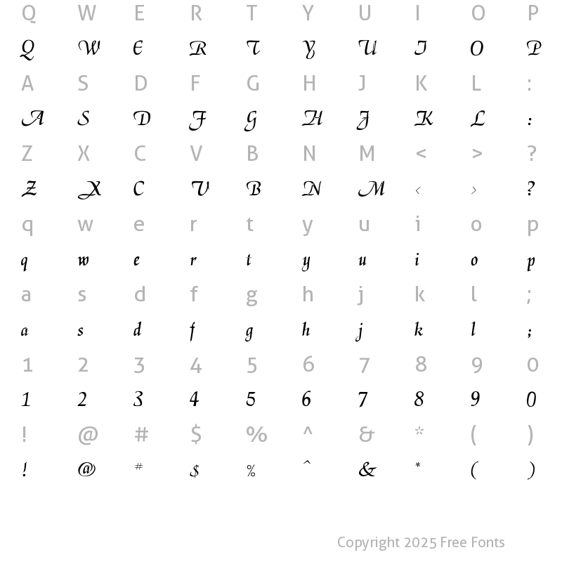 Character Map of PCLegarnder Regular