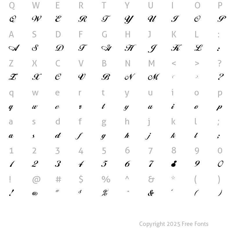 Character Map of PCSilkee Regular