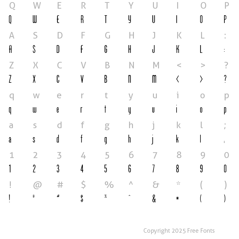 Character Map of PCSunshoe Regular