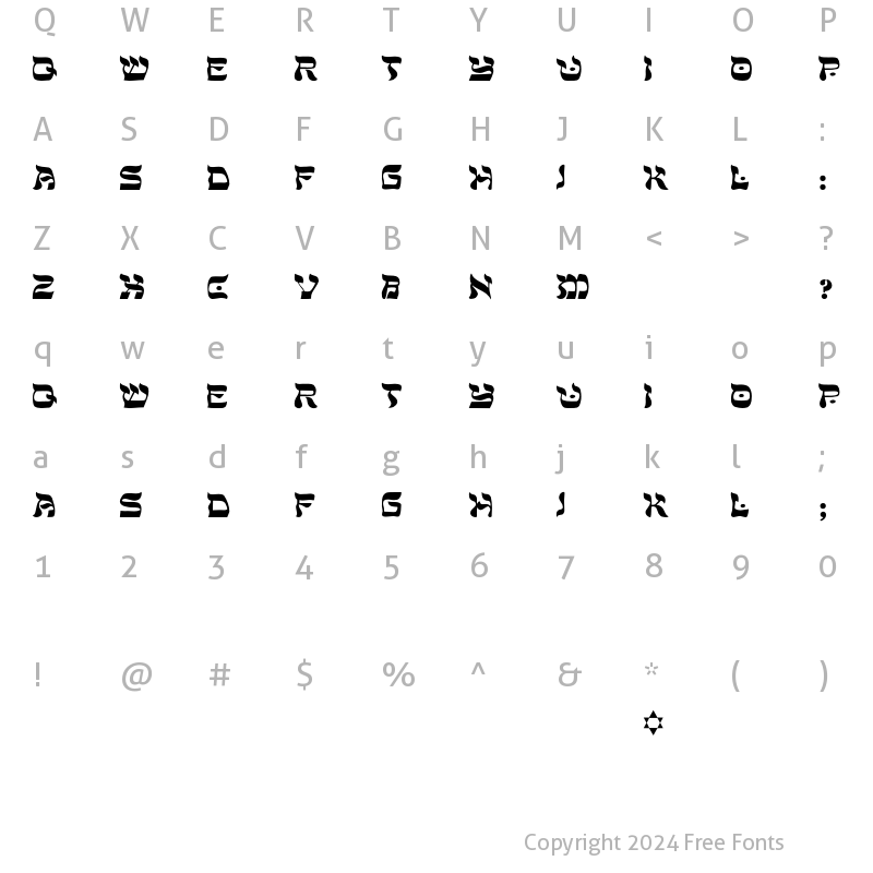 Character Map of Peaceman Regular