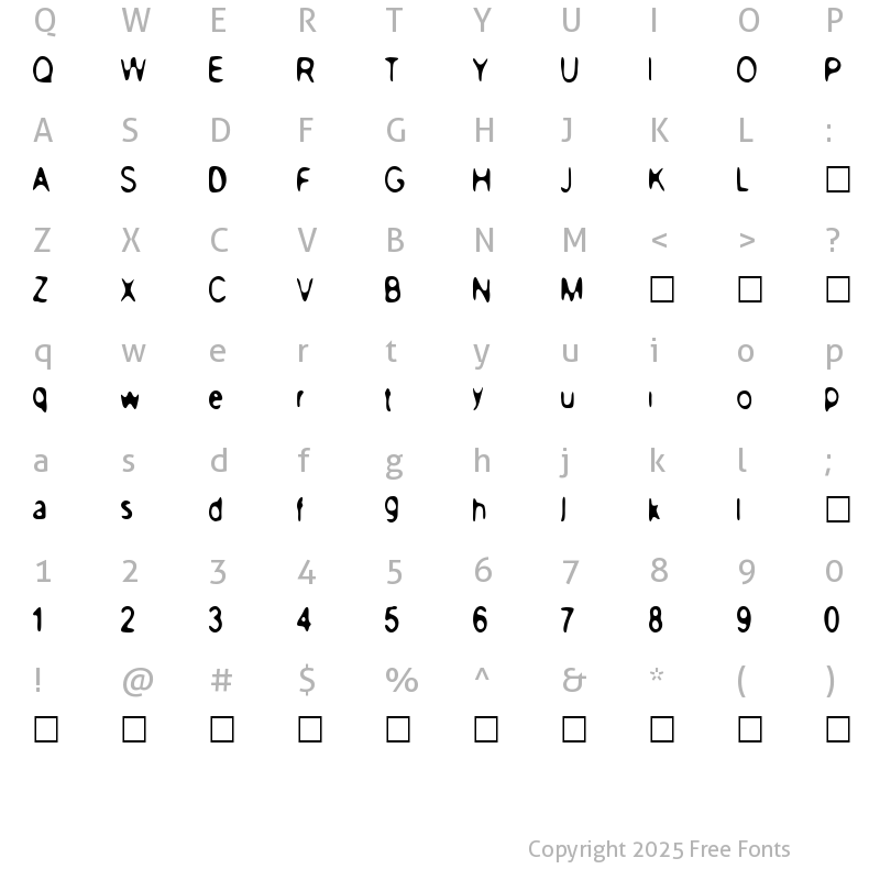 Character Map of PeaceNow Basic PeaceNow Basic