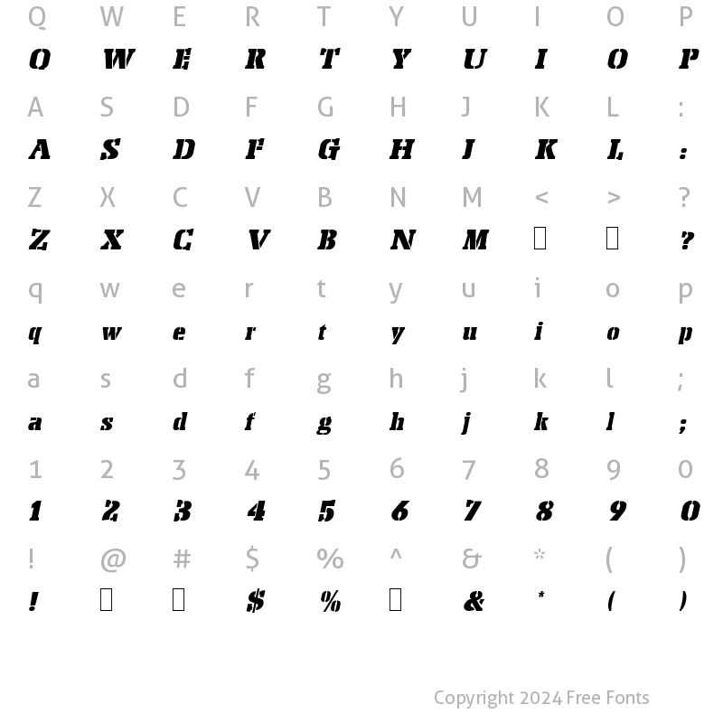 Character Map of Peach Oblique