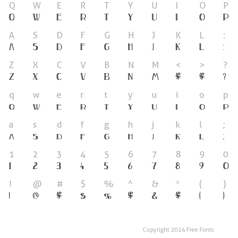 Character Map of Peake Doubled Regular