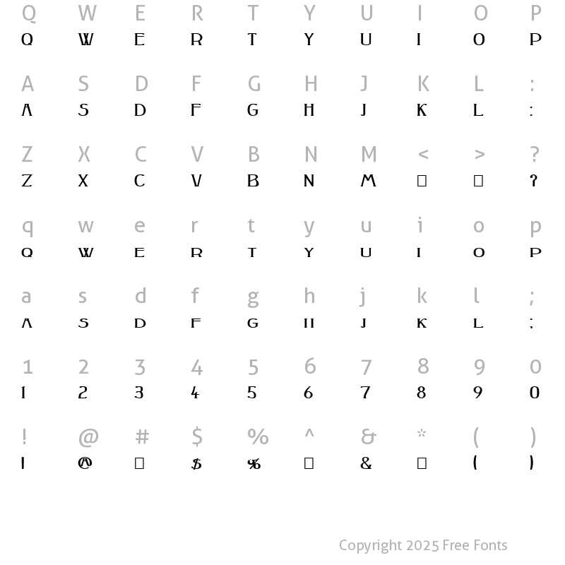 Character Map of Peake-Squat Bold