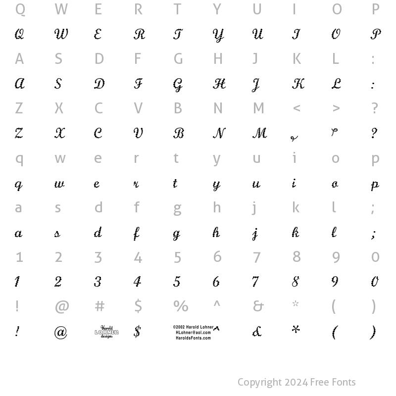 Character Map of Pearlie Regular