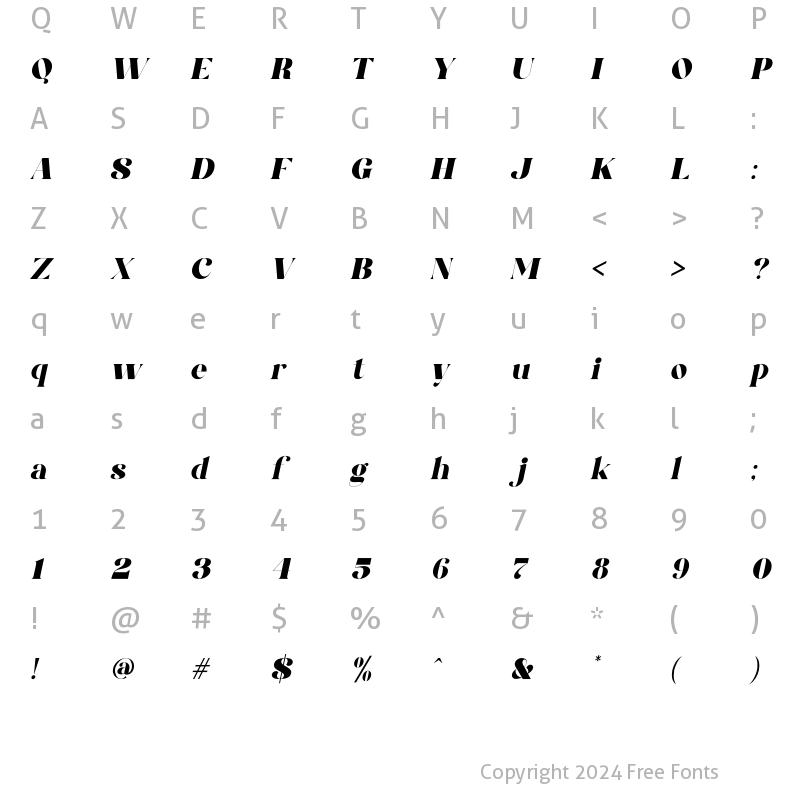 Character Map of PEARLOOP Italic