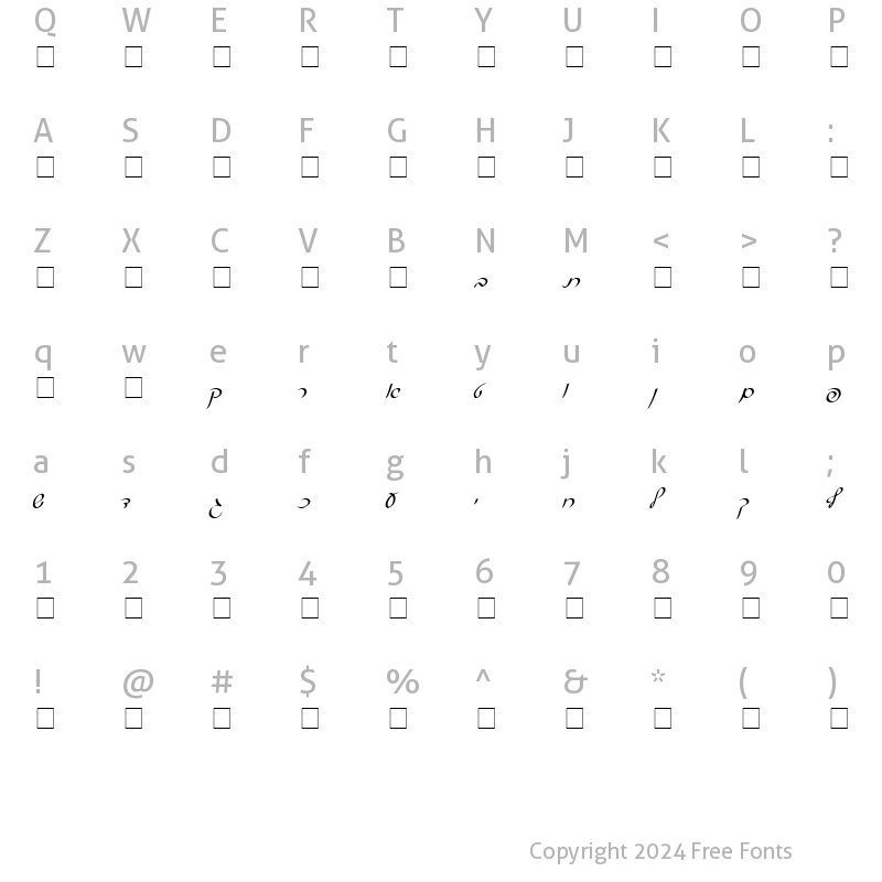 Character Map of Pecan_ Script_ Hebrew Regular