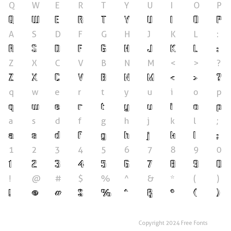 Character Map of Pecot Anical Regular