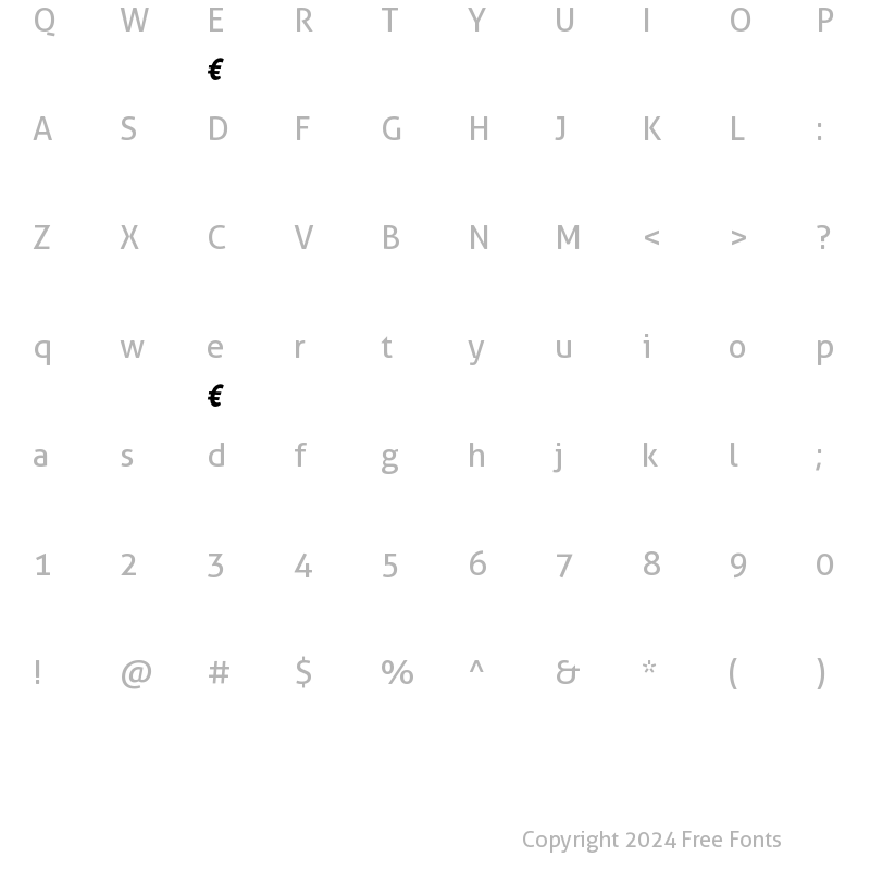 Character Map of PedestriaMVB-Euro Bold Italic