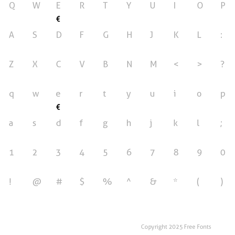 Character Map of PedestriaMVB-Euro-Medium Regular