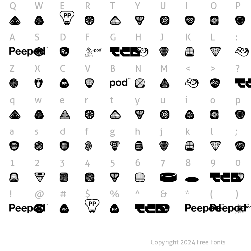 Character Map of Peepod Regular