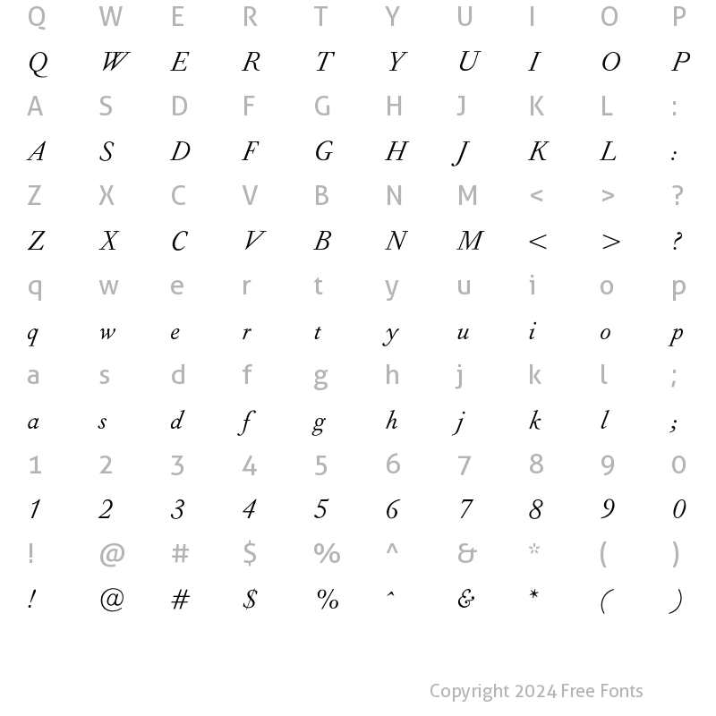 Character Map of PeerGyntItalic Regular