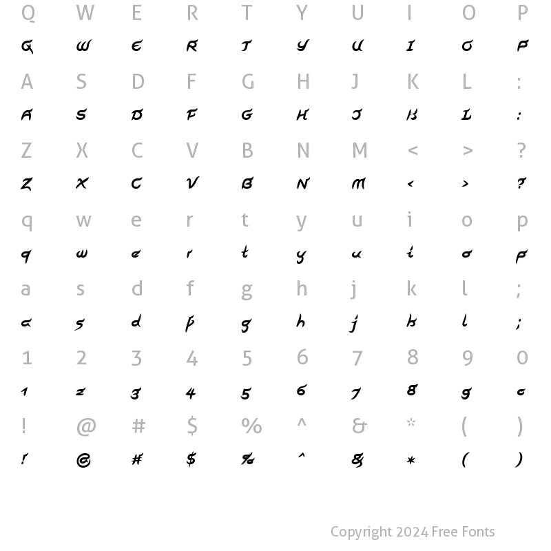 Character Map of Pegathlon LT Bold Regular