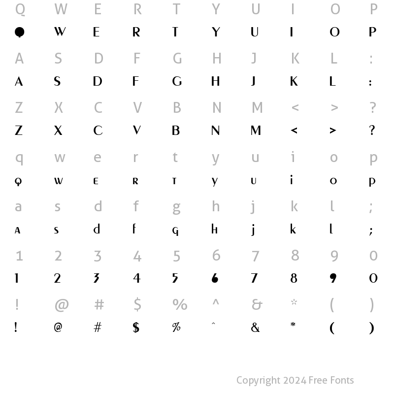 Character Map of Peignot Normal