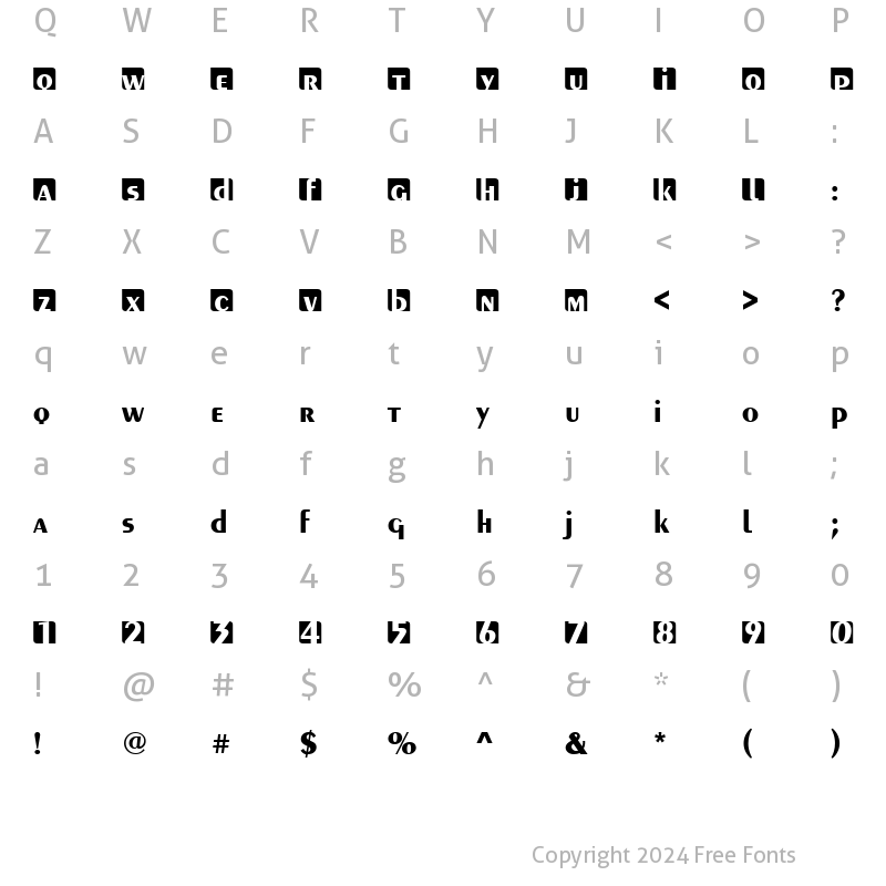 Character Map of PeignotIniDBol Regular