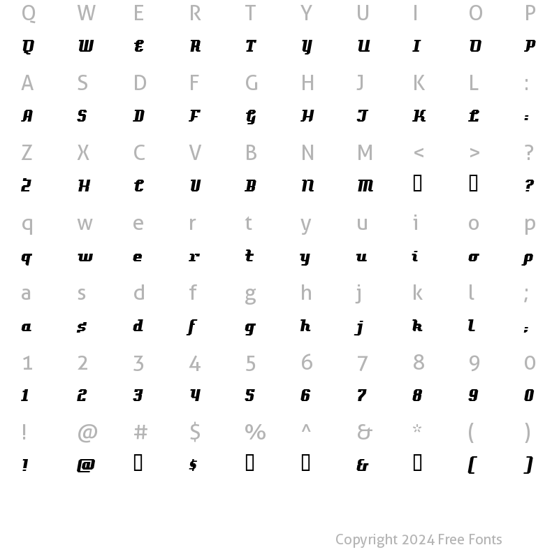 Character Map of Pellegrini Italic