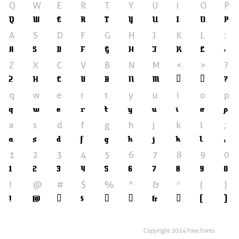 Character Map of Pellegrini Regular