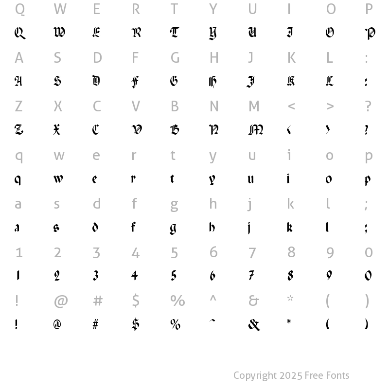 Character Map of PenchantThin Regular