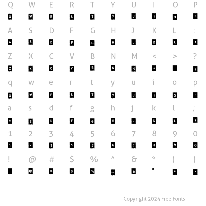 Character Map of PencilBox Regular