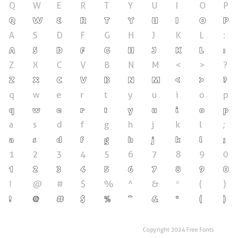 Character Map of Penguin Outline Regular