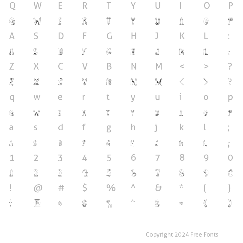 Character Map of PENIS FONT 2 Regular