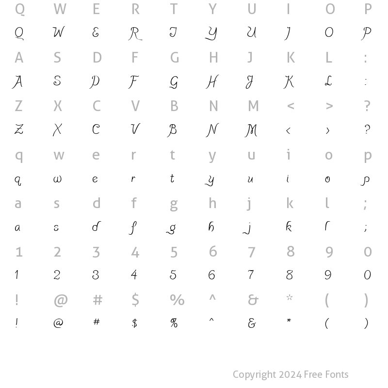 Character Map of PensleCaligraf Regular