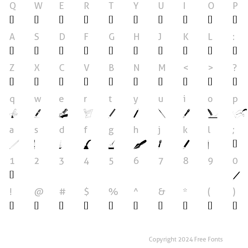 Character Map of Pens'n'Pencils Regular